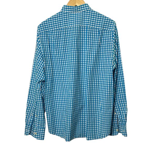 J.Crew Blue & White Gingham Check Print Long Sleeve Button-Up Men's Medium - Picture 2 of 8